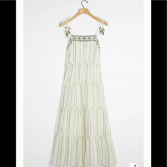NWT Anthropologie Safa Tiered Shimmer MIDI Dress - Picture 2 of 16